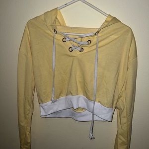 hooded cropped light sweater